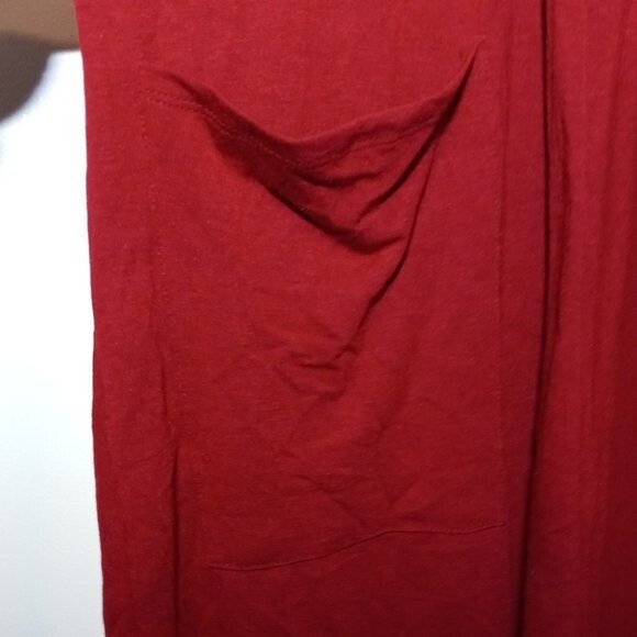 Zenana Sunday Morning Open Front Cardigan-Small-Slouchy-Slinky-Pockets-Red NWOT - Picture 5 of 6